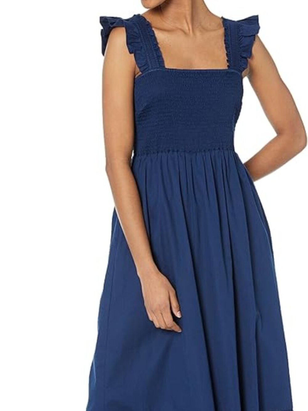 The Drop Womens Kimi Ruffled Shoulder Smocked Midi Dress Size Small